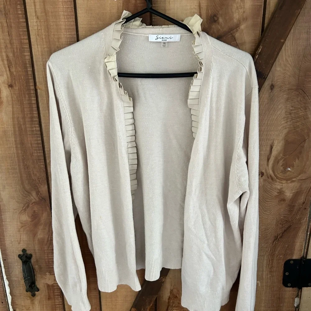Sioni Cream Open Front Cardigan Size XL Cozy Soft - Picture 2 of 7